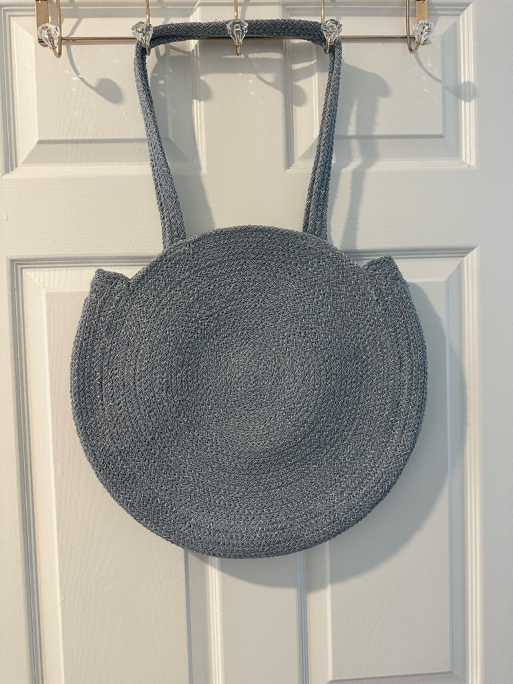 Woven Beach Bag |  Round | Light Blue